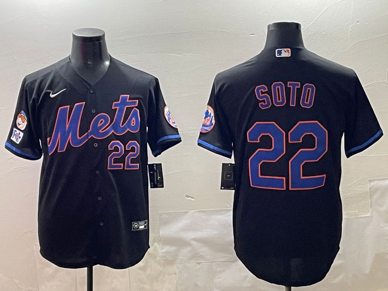 Men New York Mets 22 Soto Black Game 2025 Nike MLB Jersey style 2